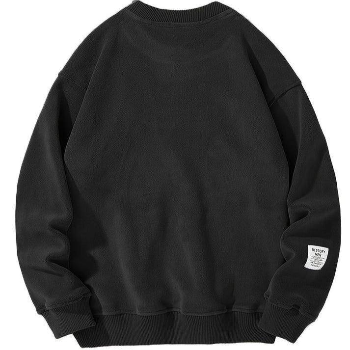 Lässiger Rundhals-Pullover mit gestickten Buchstaben für Herren