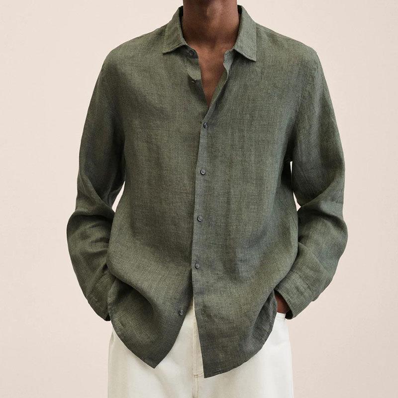 Giovanni Chemise Homme – Lin Respirant, Manches Longues, Design Classique & Élégant