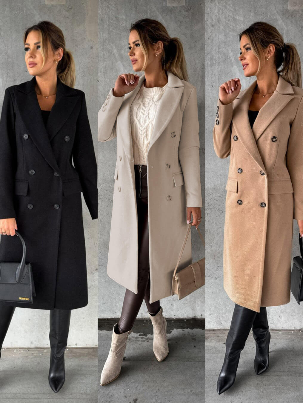 Charlotte Női Elegáns Gyapjú Kabát – Hosszú Vágás, Klasszikus Hajtóka & Időtlen Stílus