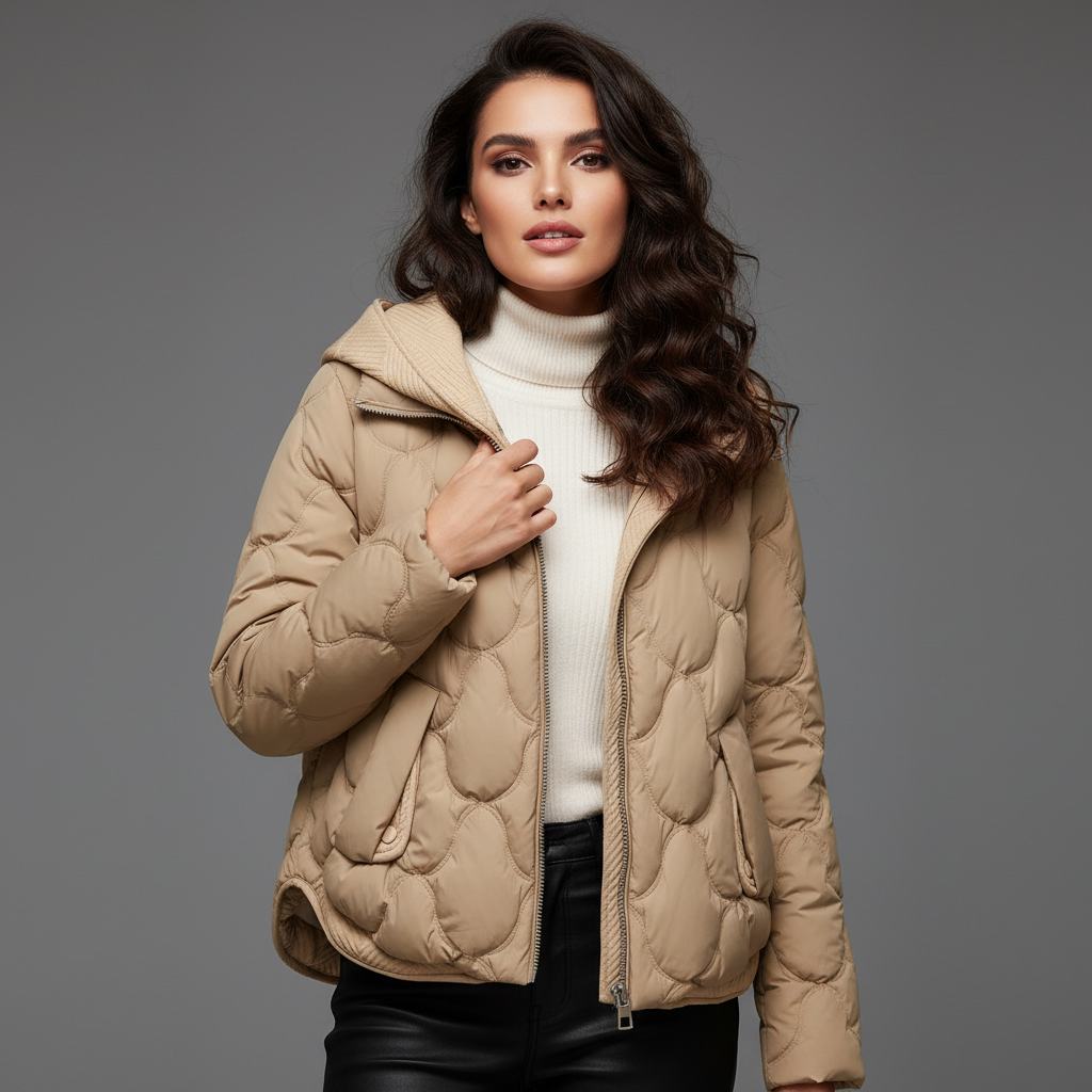 Oline Piumino Corto Donna – Giacca Imbottita Elegante con Cappuccio e Chiusura Lampo
