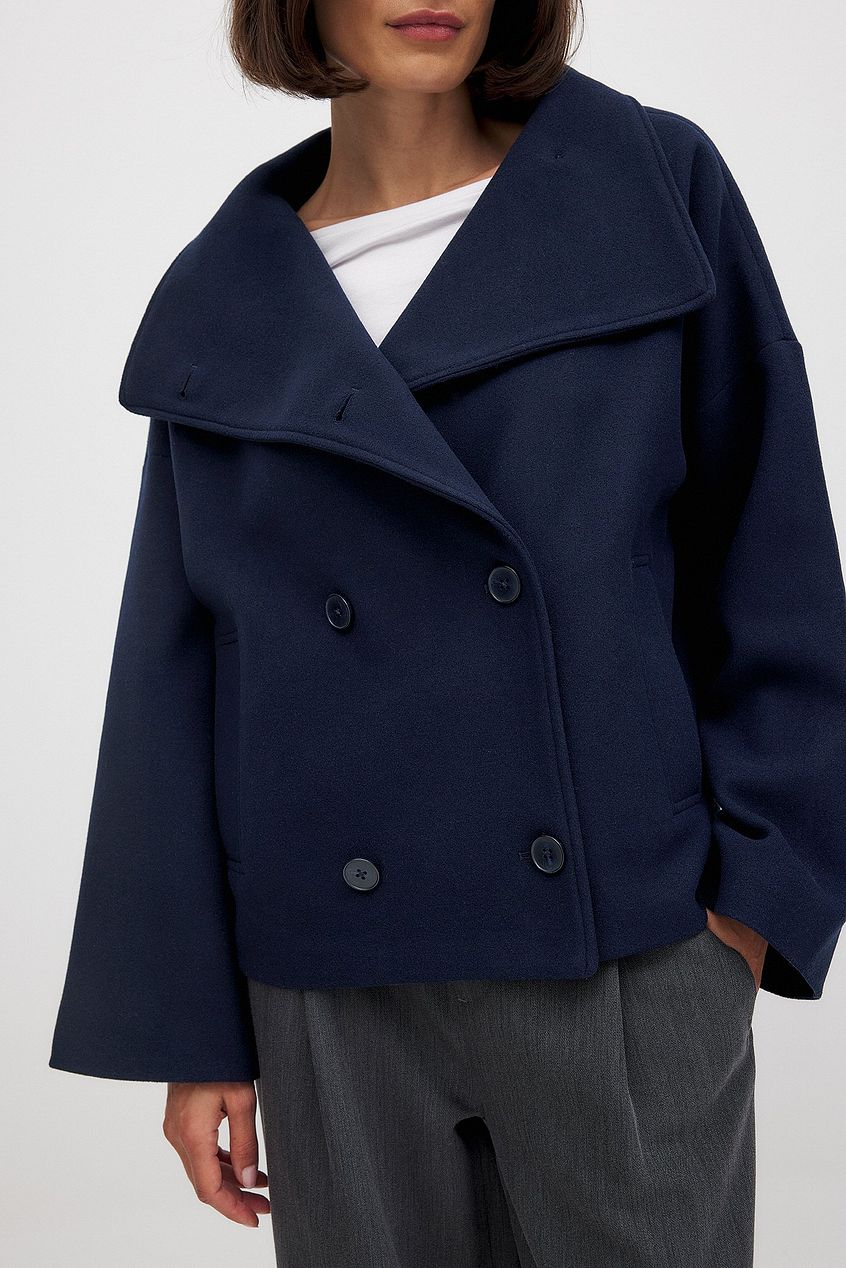 Zhane Cappotto Donna in Lana Mista – Giacca Oversize Incrociata Calda con Taglio Strutturato Elegante