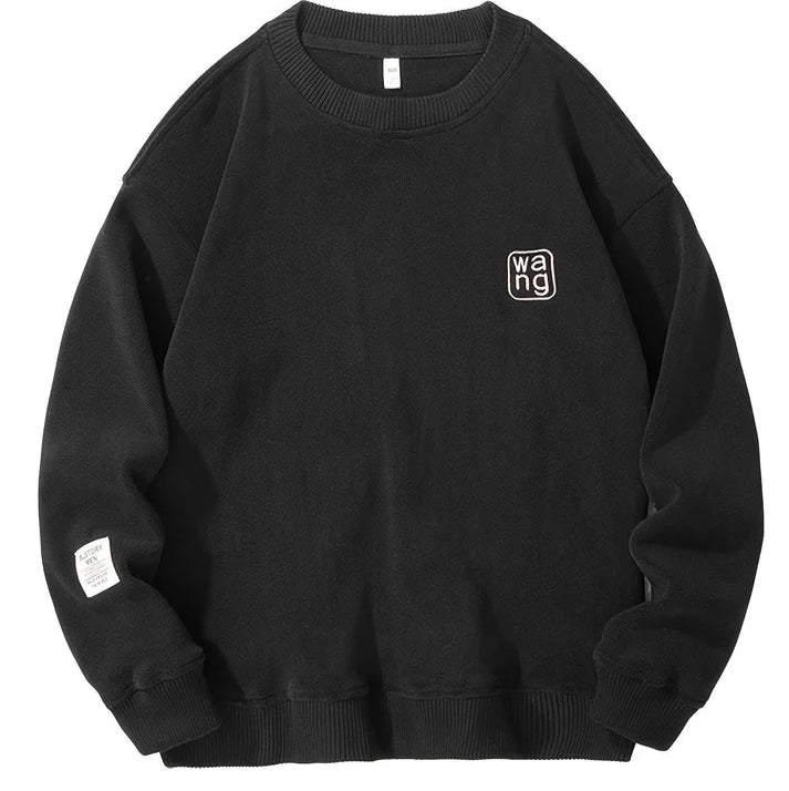 Lässiger Rundhals-Pullover mit gestickten Buchstaben für Herren