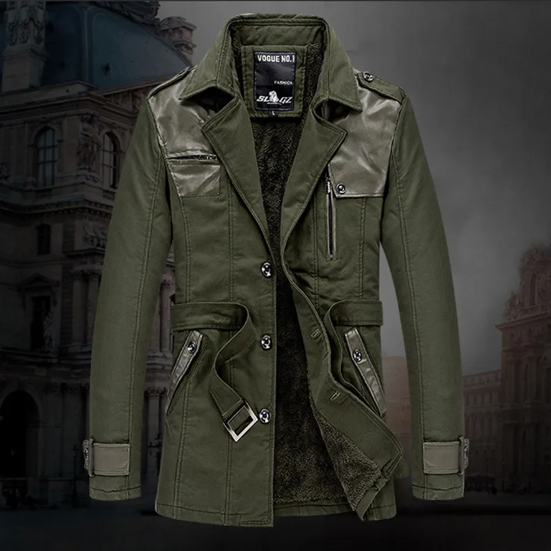 Arth Vinterjakke til Mænd Sherpa – Militærstil, Detaljer i Kunstlæder & Varme