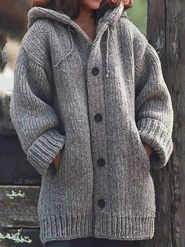 Cardigan lungo da donna Lylia - Maglia morbida con cappuccio e stile elegante e confortevole