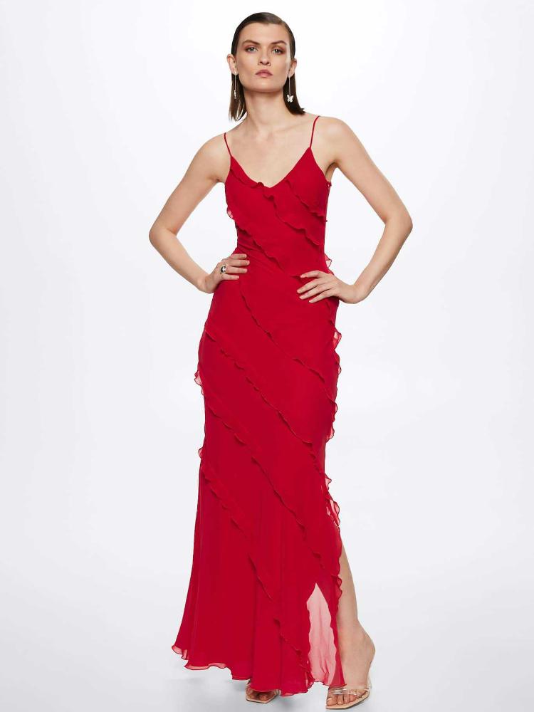Angelina Maximum Women's Dress - Abito rosso con volant, sensuale e glamour