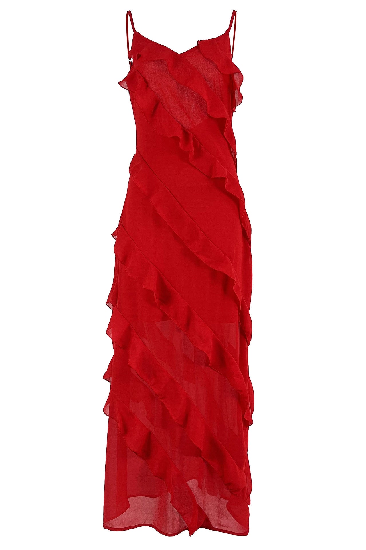 Angelina Maximum Women's Dress - Abito rosso con volant, sensuale e glamour