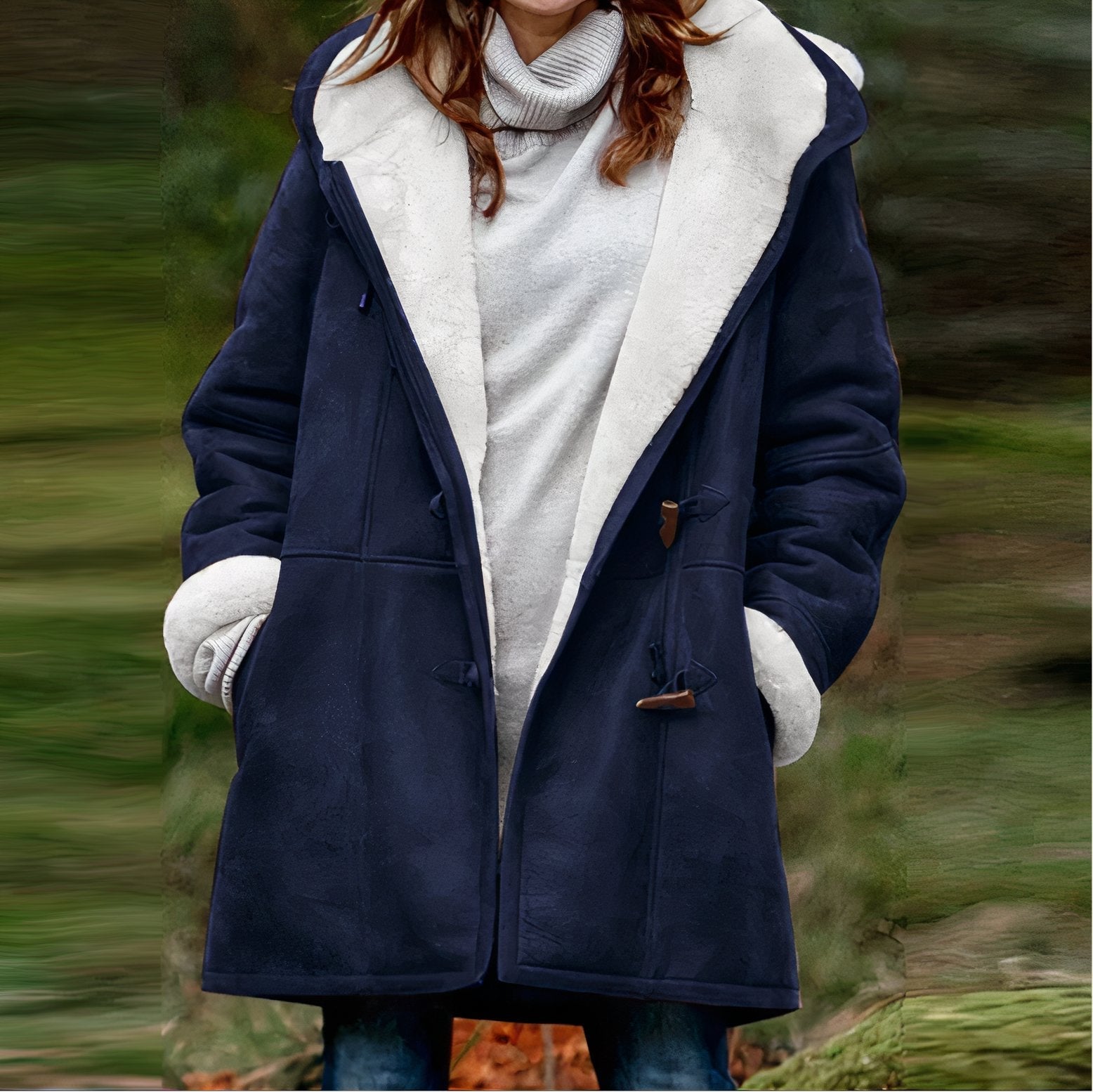 Emie Women's Coat Lined with Faux Fur – Hood & Toggle Closure