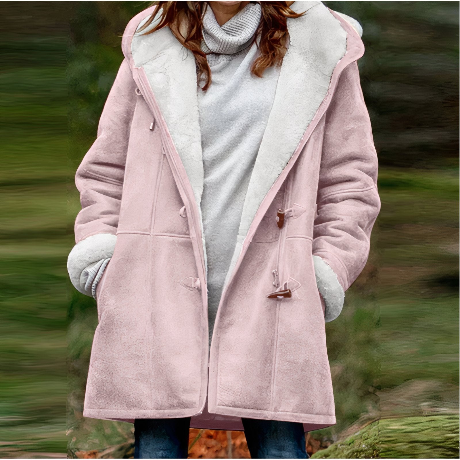 Emie Women's Coat Lined with Faux Fur – Hood & Toggle Closure