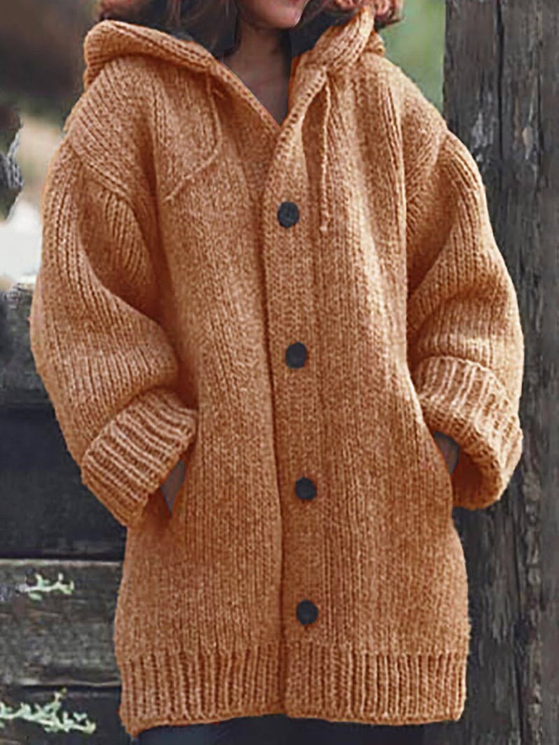 Cardigan lungo da donna Lylia - Maglia morbida con cappuccio e stile elegante e confortevole