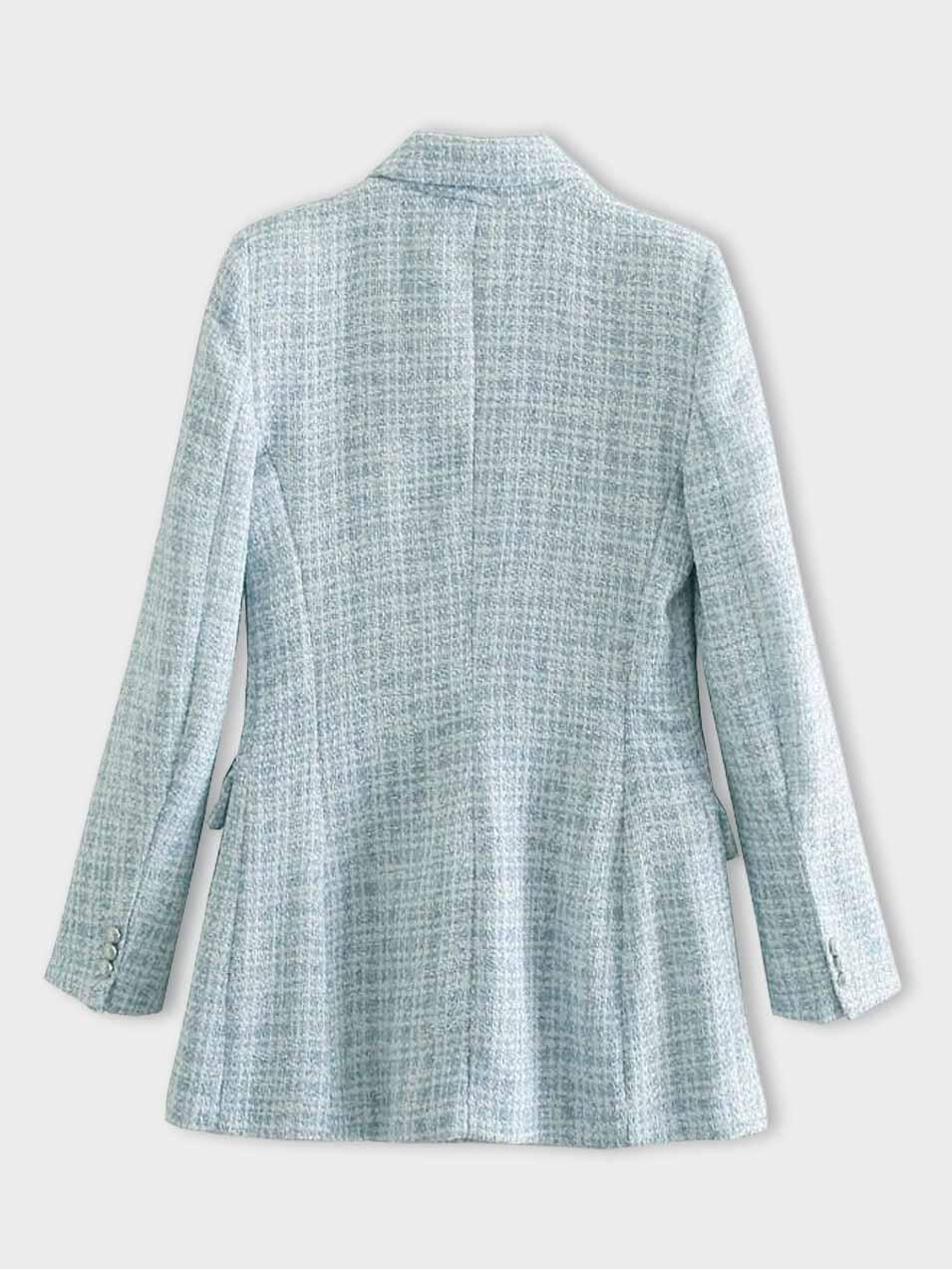 Charlotte Blazer Femme en Tweed – Elegant lyseblå jakke med dobbeltradet design