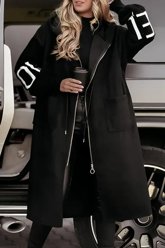 Ava Veste Patchwork Femme – Manteau Ajusté Déperlant avec Capuche & Manches Tricotées