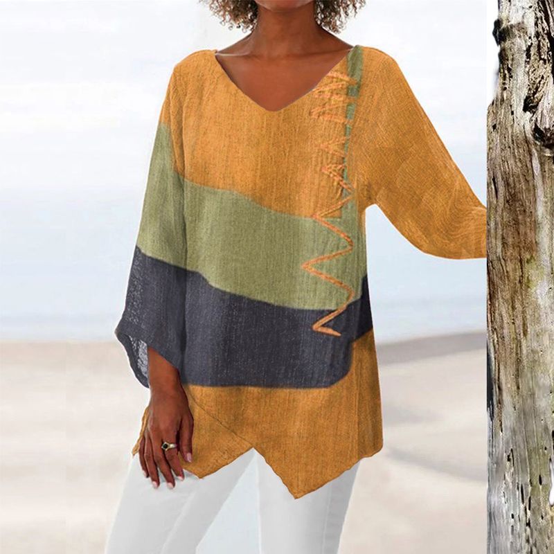 Top Solange para Mulher – Design bicolor com decote em V e corte favorecedor para conforto e estilo