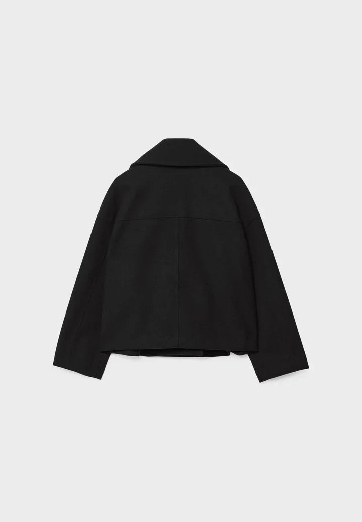 Casaco Lainey Mulher Cruzado – Casaco Curto Elegante com Gola Larga & Tecido Suave e Quente