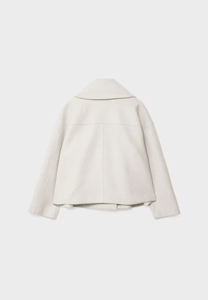 Casaco Lainey Mulher Cruzado – Casaco Curto Elegante com Gola Larga & Tecido Suave e Quente
