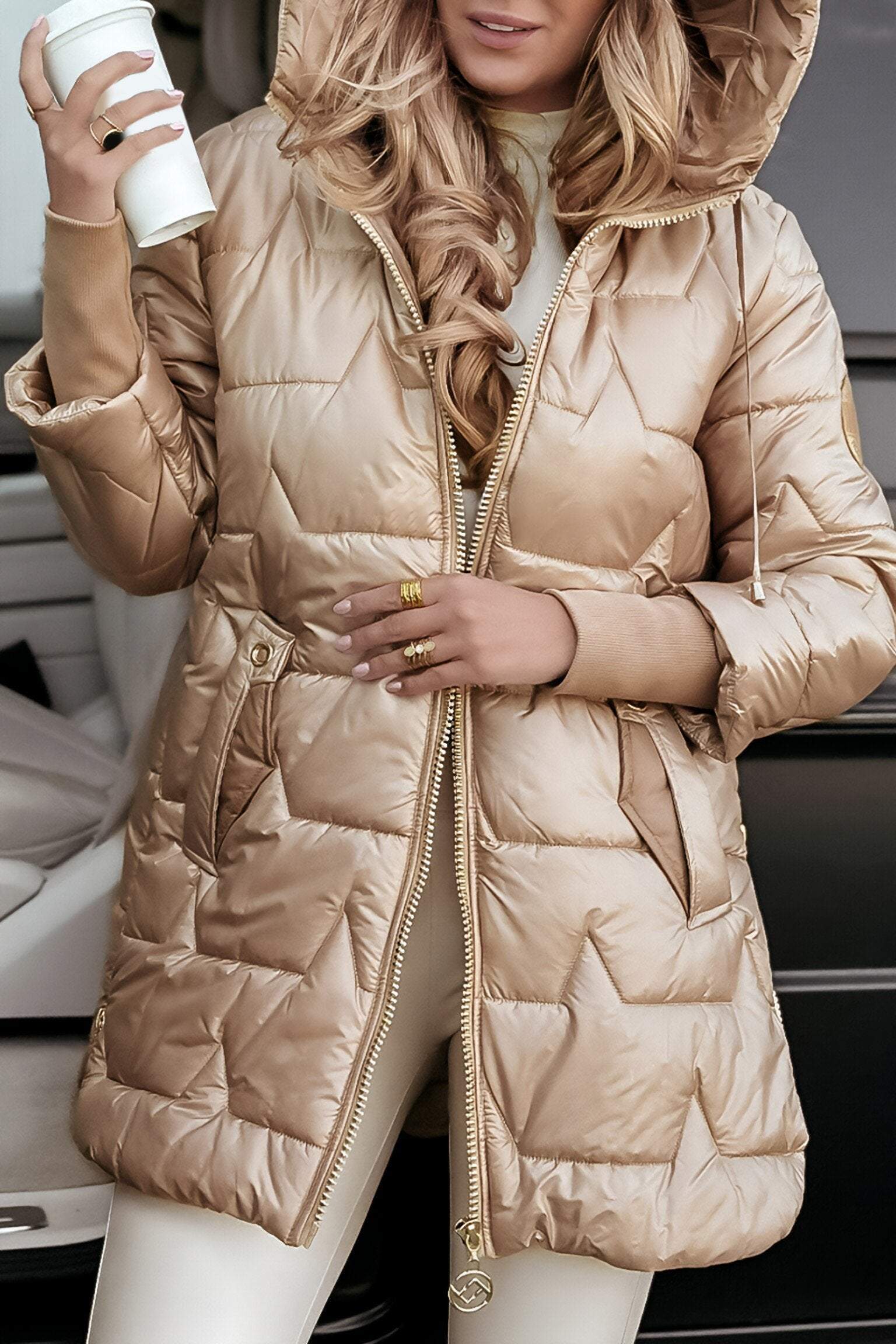 Kimberly dames herfstjas met capuchon – warme jas in katoenmix met zachte pasvorm & tijdloos design