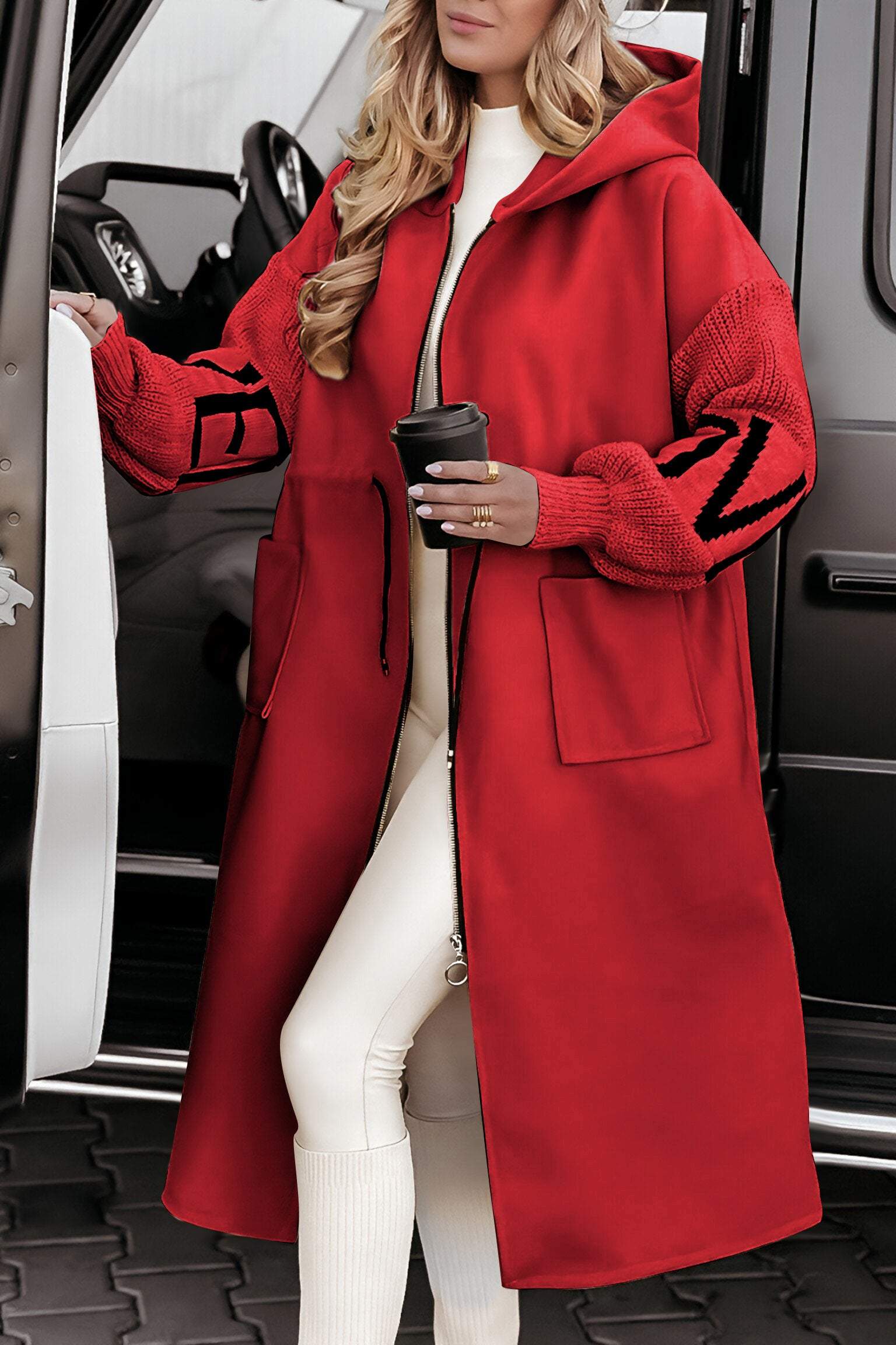 Adelaide Manteau Patchwork Damski – Ciepła i Stylowa Kurtka o Nowoczesnym i Eleganckim Designie