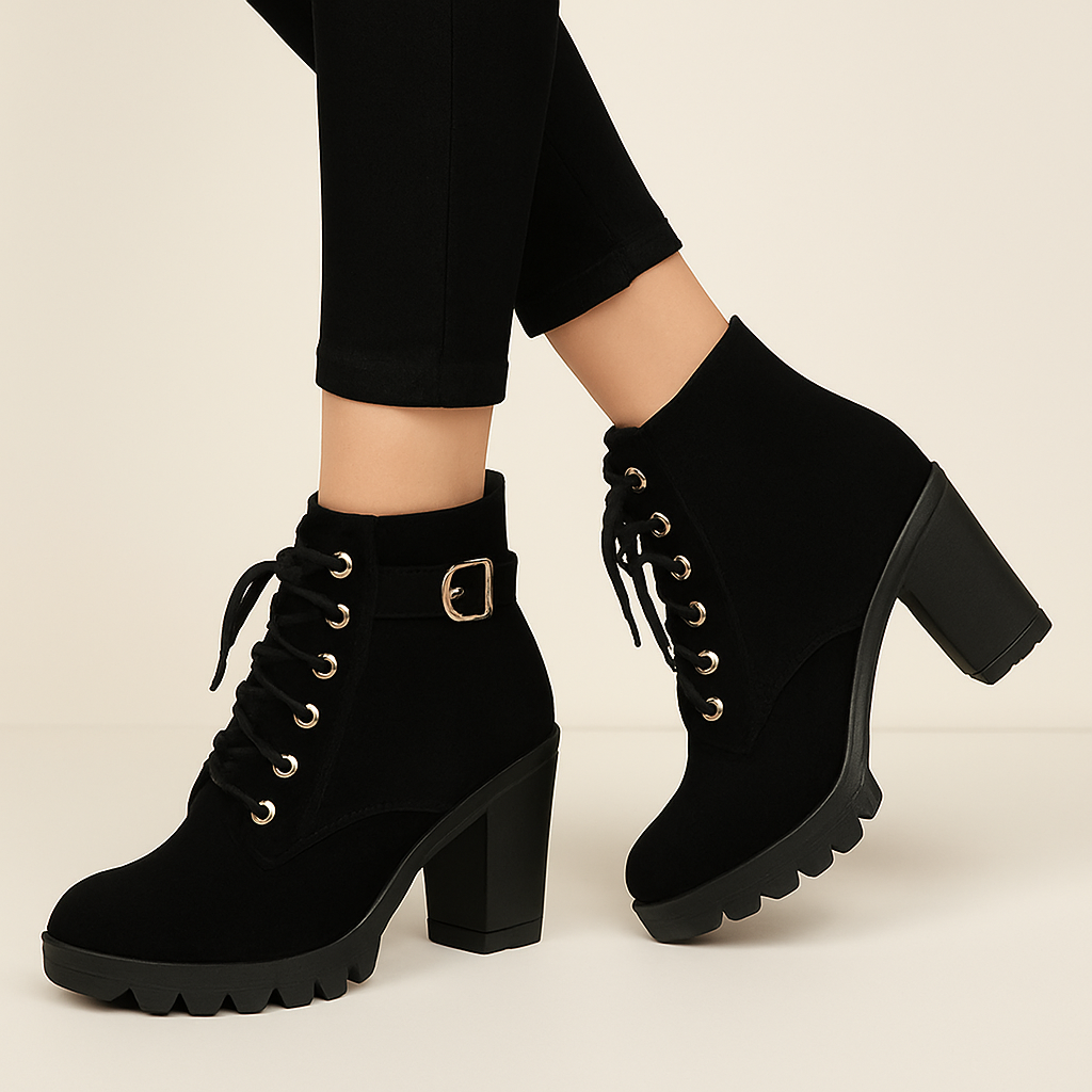 Botines para mujer Luciana estilo Martin con hebilla metálica – Tacón grueso cómodo y estilo moderno