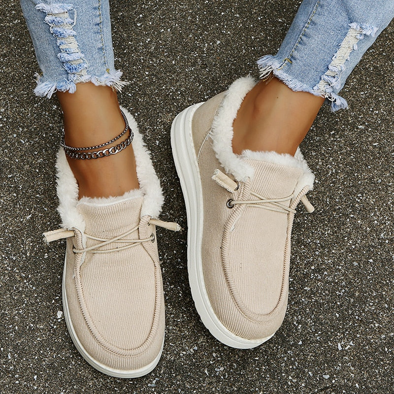 Maren Dámské Slip-On Boty – Plyšová Podšívka, Protiskluzové a Lehká Zimní Obuv