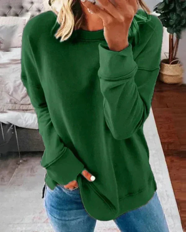 Clang Damen Baumwoll-Sweatshirt – Bequemer Relaxed Fit Pullover mit Rundhals & Rippabschluss