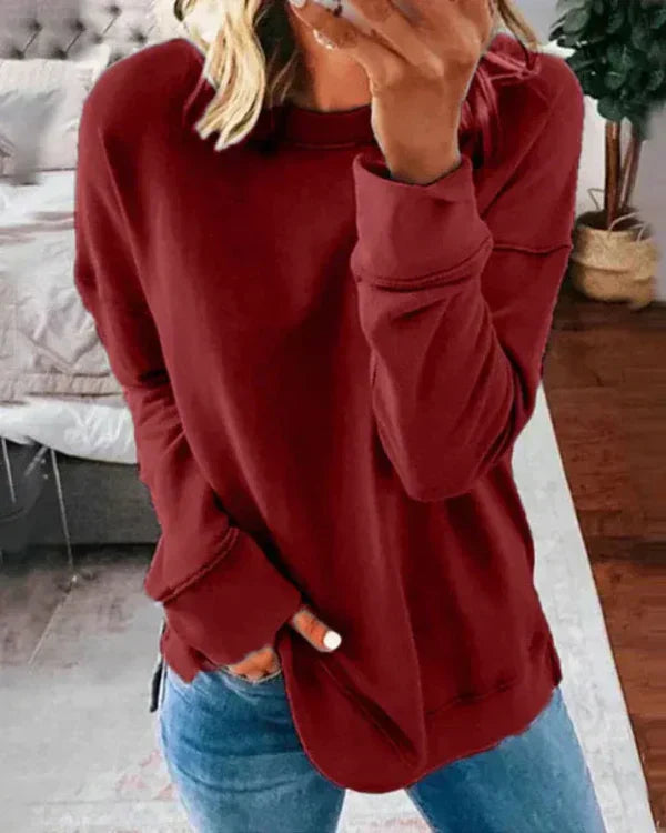 Clang Damen Baumwoll-Sweatshirt – Bequemer Relaxed Fit Pullover mit Rundhals & Rippabschluss