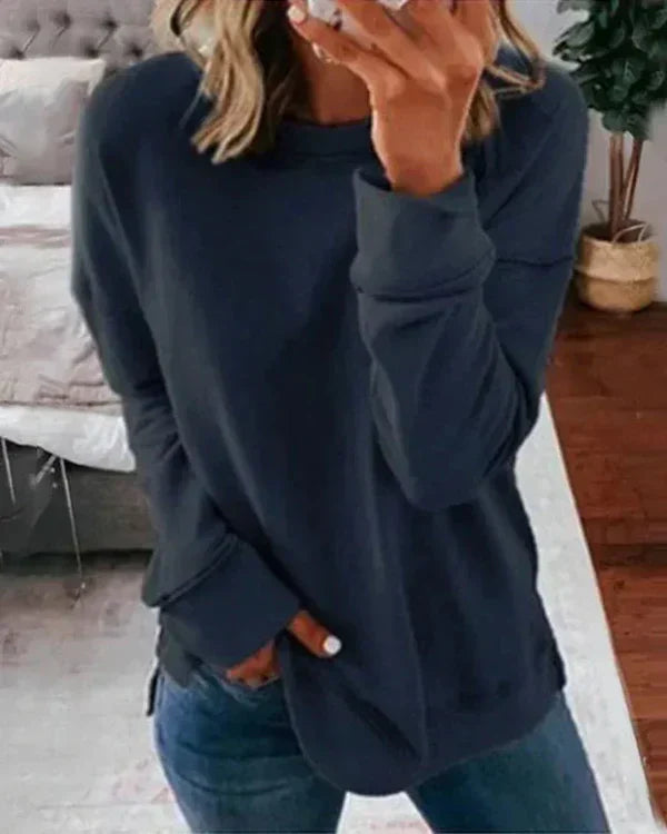 Clang Damen Baumwoll-Sweatshirt – Bequemer Relaxed Fit Pullover mit Rundhals & Rippabschluss