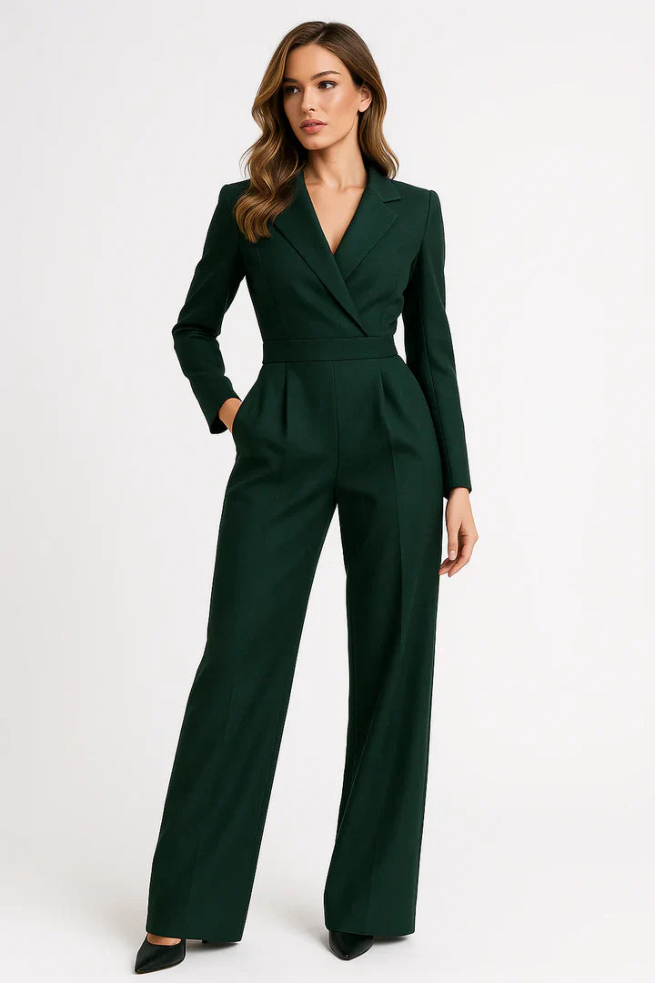 Zaan Blazer-Einteiler für Damen – Einteiler mit V-Ausschnitt & Ausgestellten Beinen mit Modernem, Elegantem Schnitt