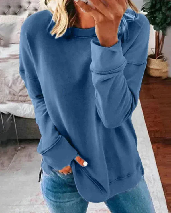 Clang Damen Baumwoll-Sweatshirt – Bequemer Relaxed Fit Pullover mit Rundhals & Rippabschluss