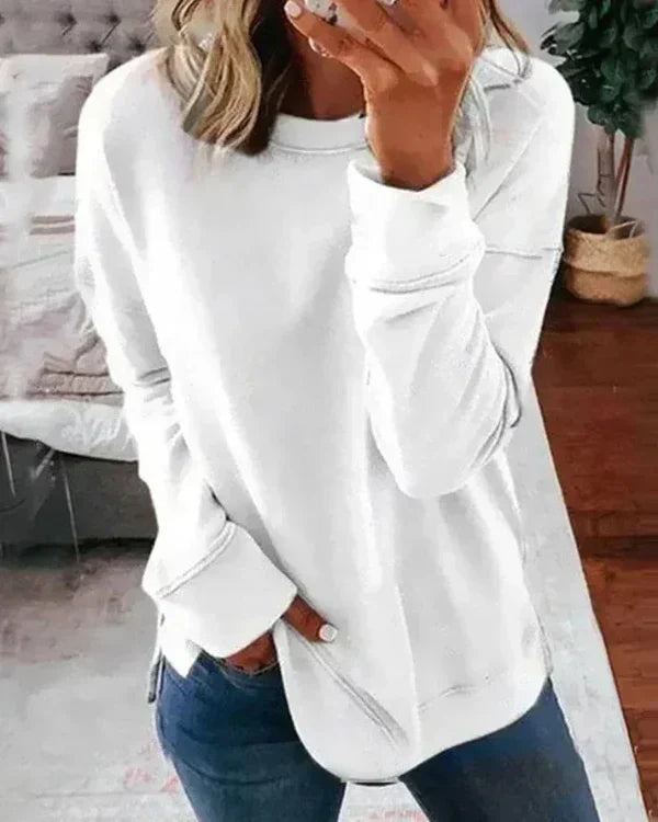 Clang Damen Baumwoll-Sweatshirt – Bequemer Relaxed Fit Pullover mit Rundhals & Rippabschluss