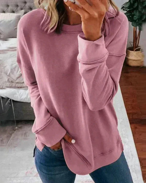 Clang Damen Baumwoll-Sweatshirt – Bequemer Relaxed Fit Pullover mit Rundhals & Rippabschluss