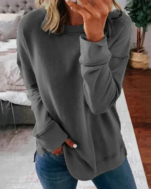Clang Damen Baumwoll-Sweatshirt – Bequemer Relaxed Fit Pullover mit Rundhals & Rippabschluss