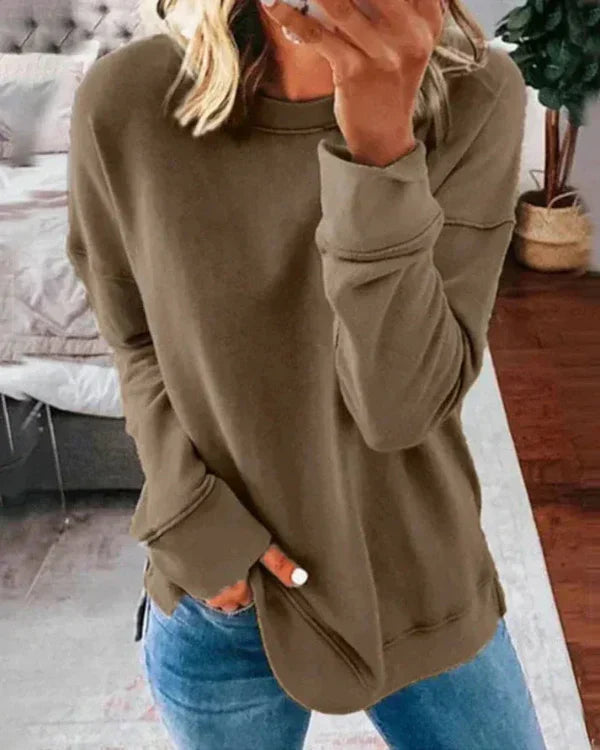 Clang Damen Baumwoll-Sweatshirt – Bequemer Relaxed Fit Pullover mit Rundhals & Rippabschluss