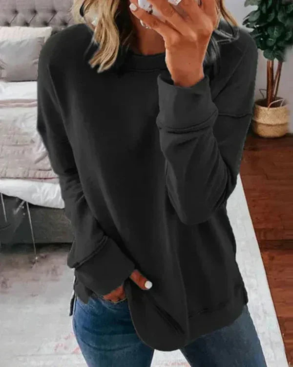Clang Damen Baumwoll-Sweatshirt – Bequemer Relaxed Fit Pullover mit Rundhals & Rippabschluss