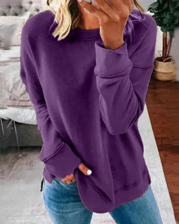 Clang Damen Baumwoll-Sweatshirt – Bequemer Relaxed Fit Pullover mit Rundhals & Rippabschluss