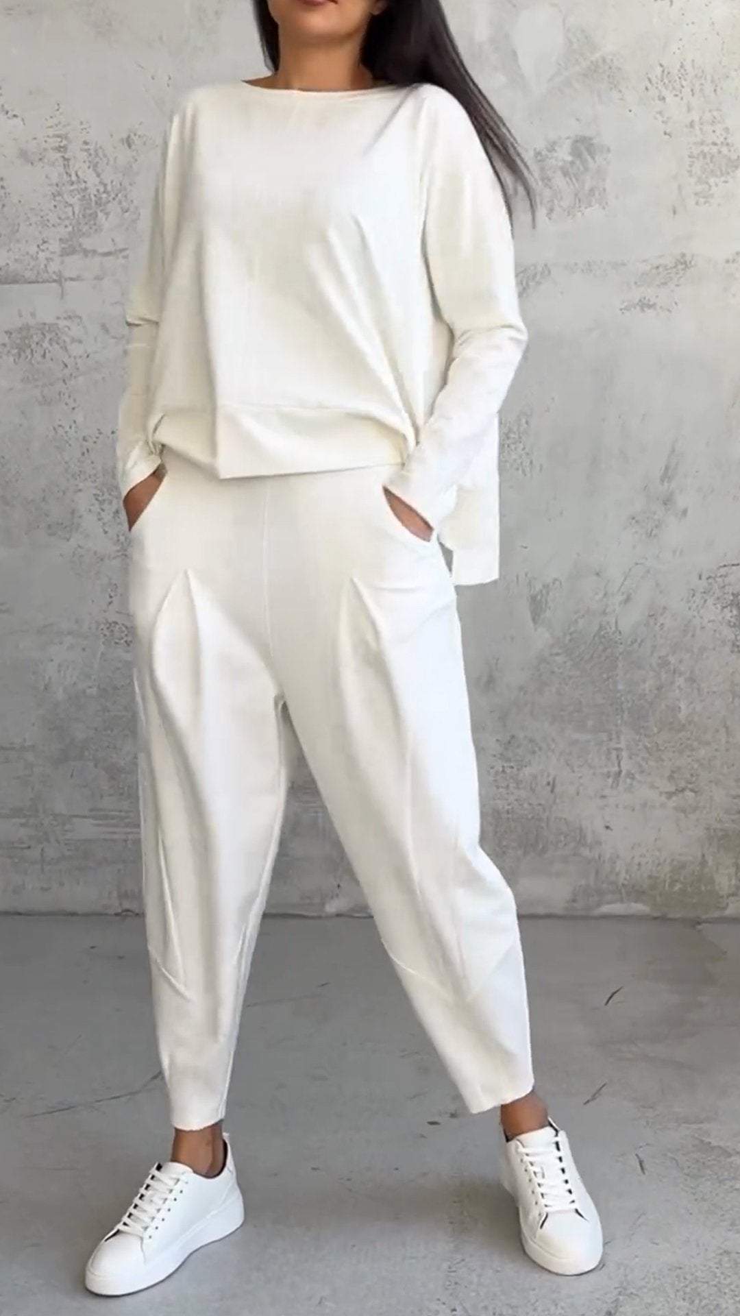 Emilie Damen Outfit – Bequeme und elegante Rundhalskleidung aus Spandex im modernen Stil