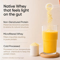 Whey Protein Isolate + Concentrate 24g | 1kg | 4B CFU Probiotics | Mango Flavoured