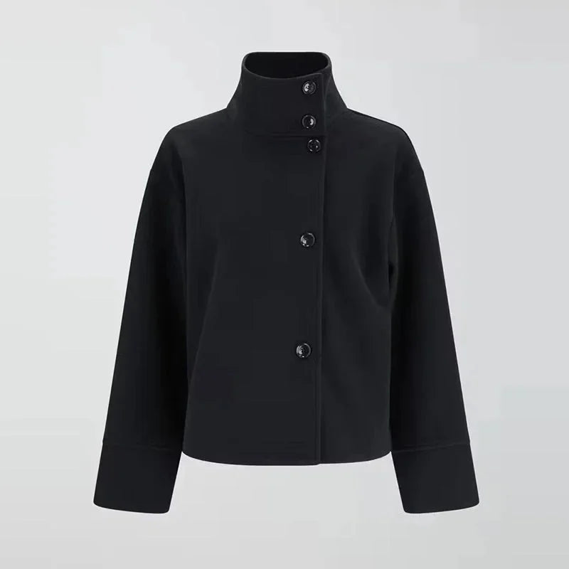 Julie Short Coat for Women – Elegant High Collar, Soft Fabric & Modern Style