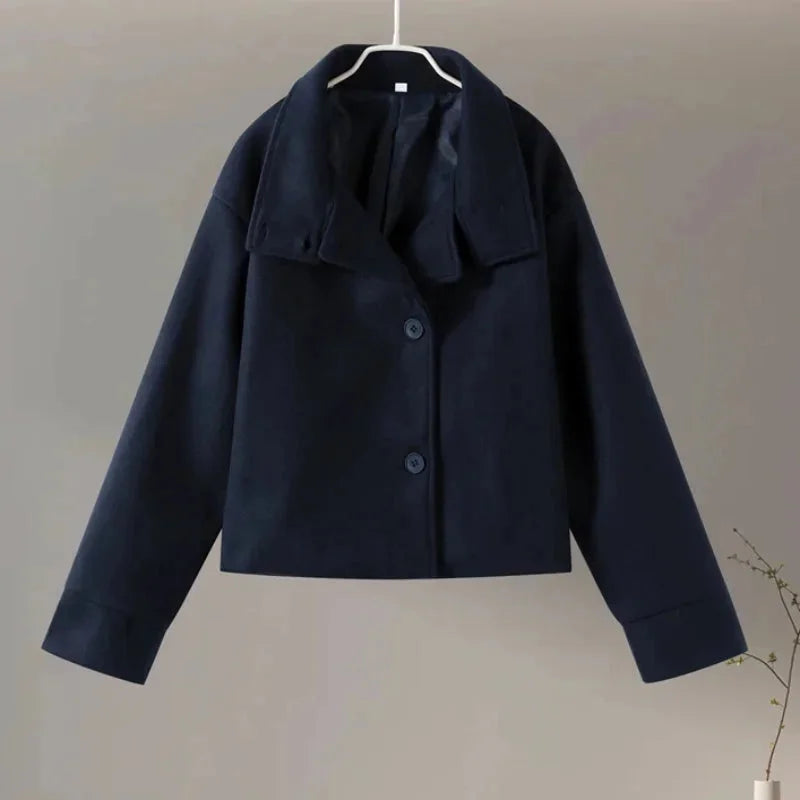 Julie Short Coat for Women – Elegant High Collar, Soft Fabric & Modern Style