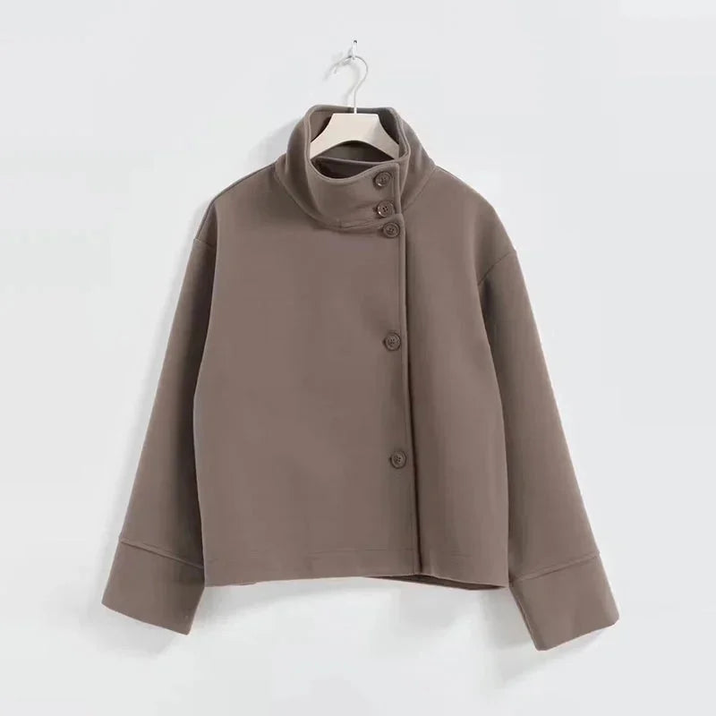 Julie Short Coat for Women – Elegant High Collar, Soft Fabric & Modern Style