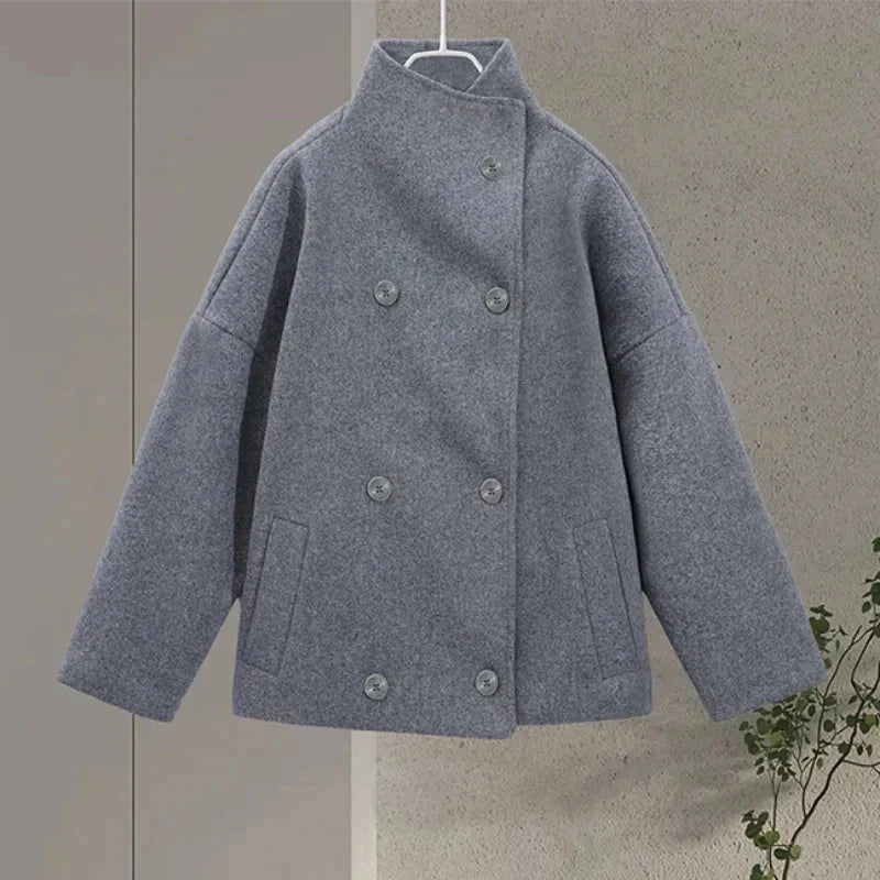 Julie Short Coat for Women – Elegant High Collar, Soft Fabric & Modern Style
