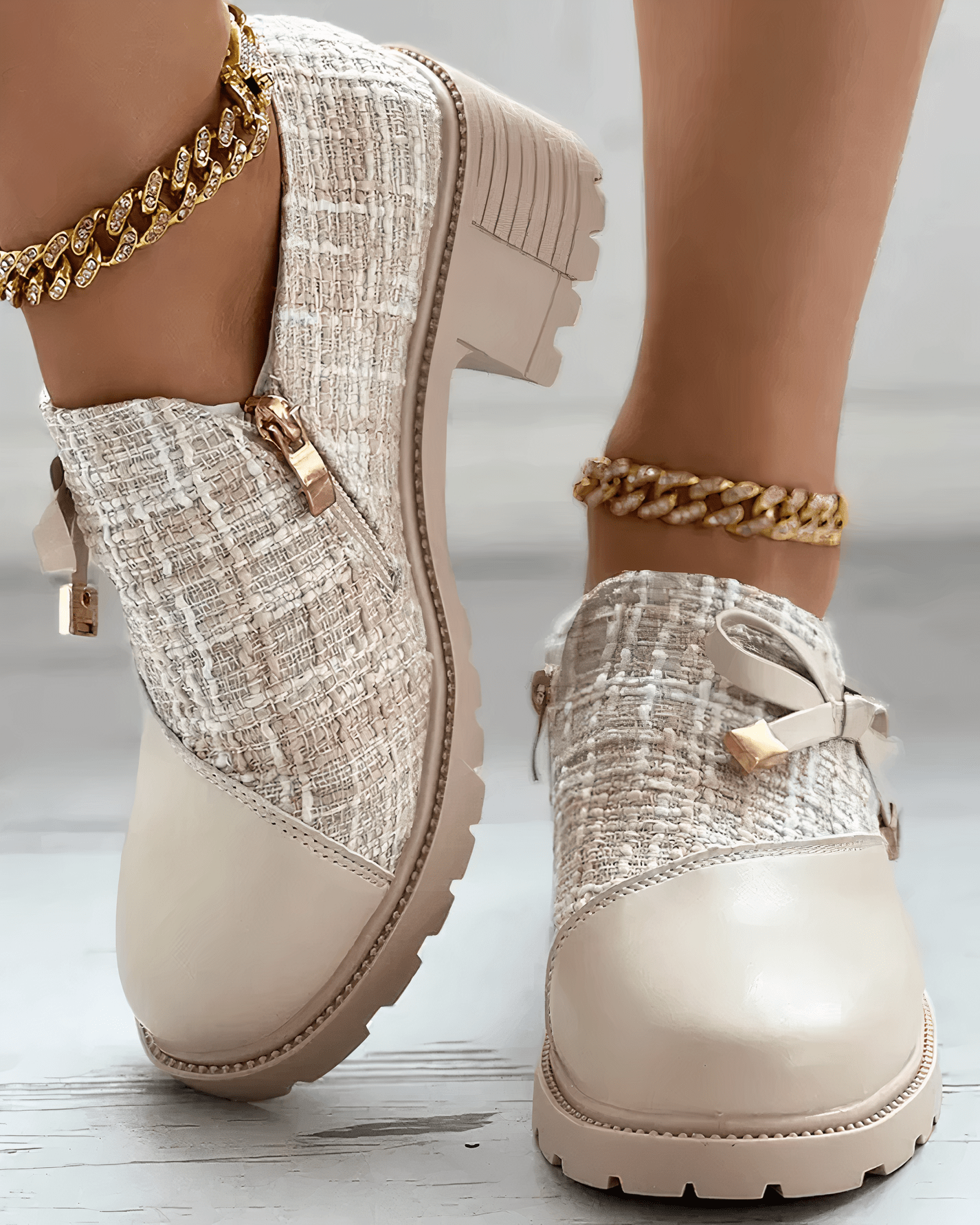 Mocasines Chandni con tacón bloque para mujer – Punta redondeada elegante y plantilla acolchada para una comodidad óptima