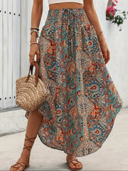 Skirt Maxi Women - Falda bohemia larga con copa acampanada con estampado nómada