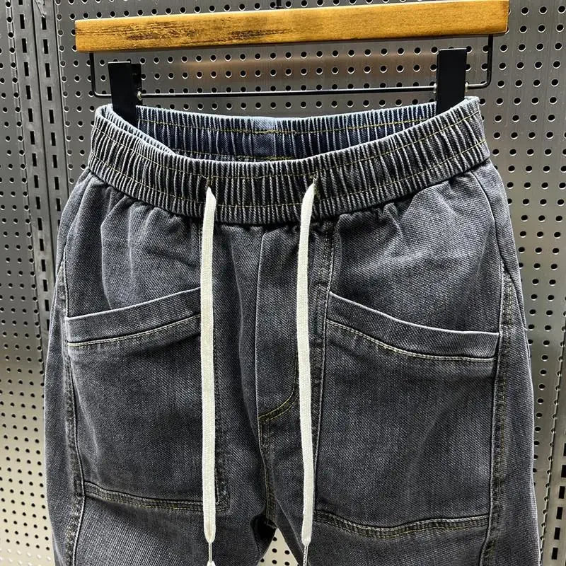 Jiro Calças Jogger Stretch para Homem – Corte casual moderno efeito ganga com cintura elástica