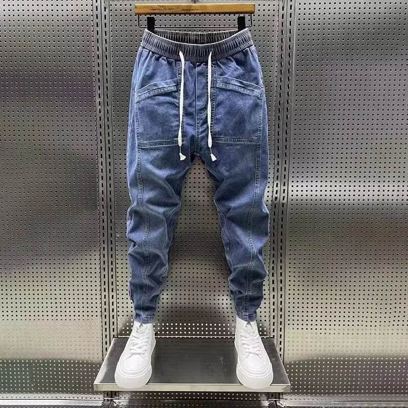 Jiro Calças Jogger Stretch para Homem – Corte casual moderno efeito ganga com cintura elástica