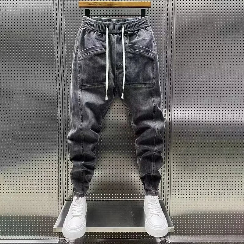 Jiro Calças Jogger Stretch para Homem – Corte casual moderno efeito ganga com cintura elástica