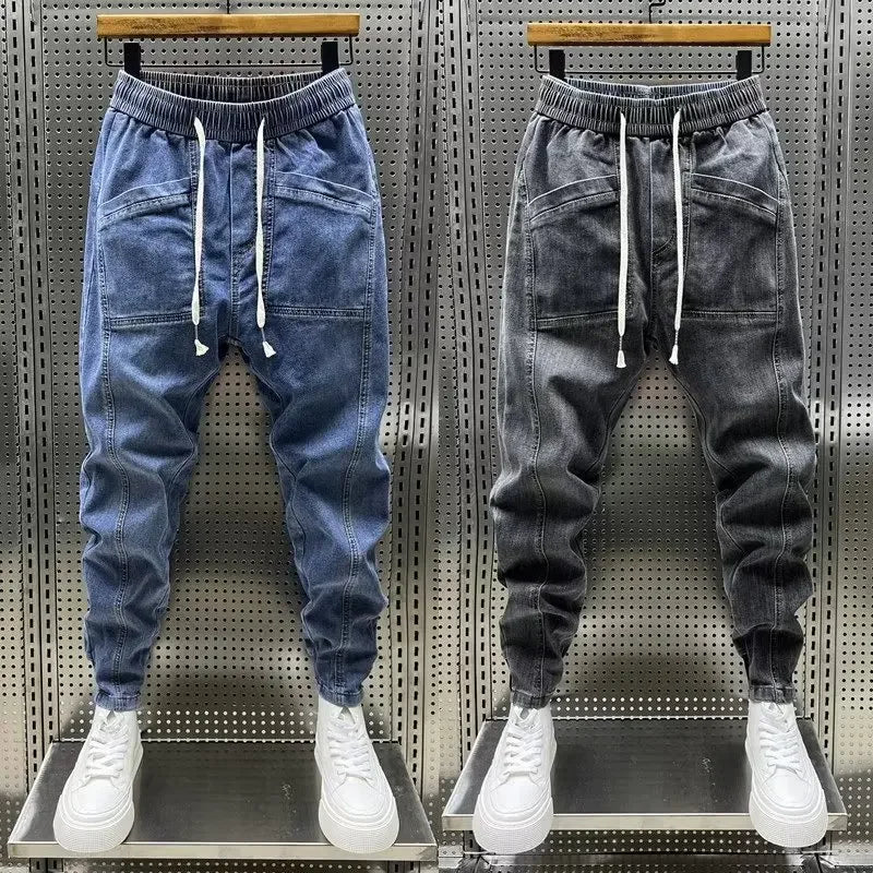 Jiro Calças Jogger Stretch para Homem – Corte casual moderno efeito ganga com cintura elástica