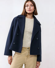 Vanessa chaqueta mujer – chaqueta corta cruzada de lana elegante y cálida para el invierno