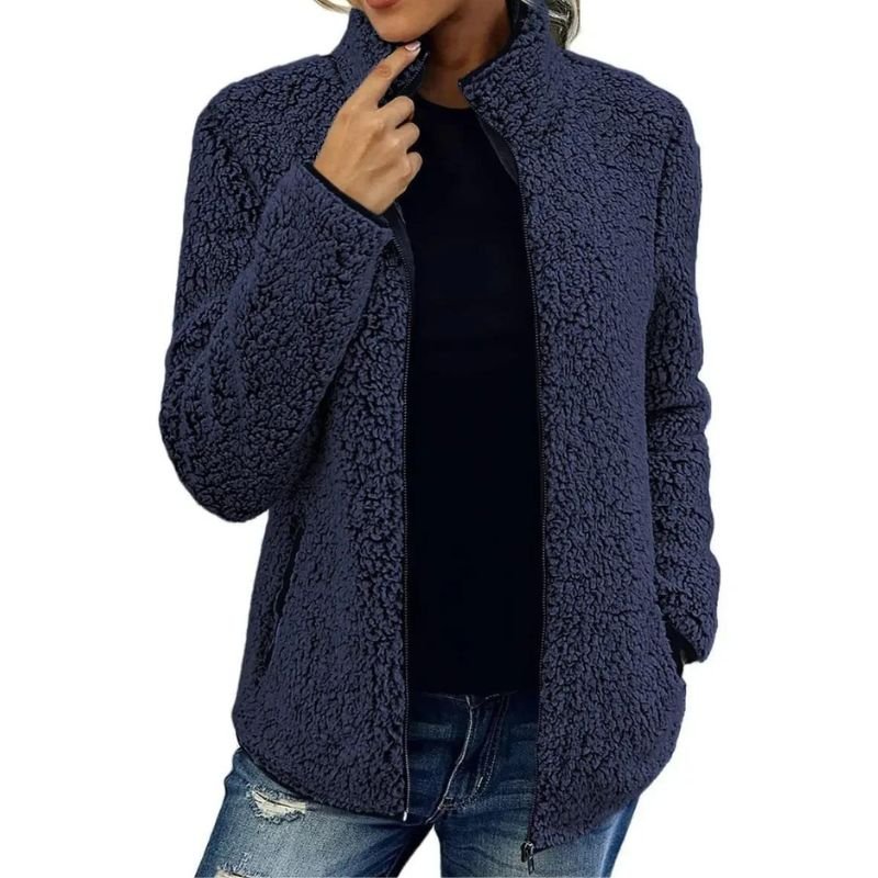 Kristal fleecejakke til kvinder til vinteren – varm og let jakke med lynlås med moderne casual stil